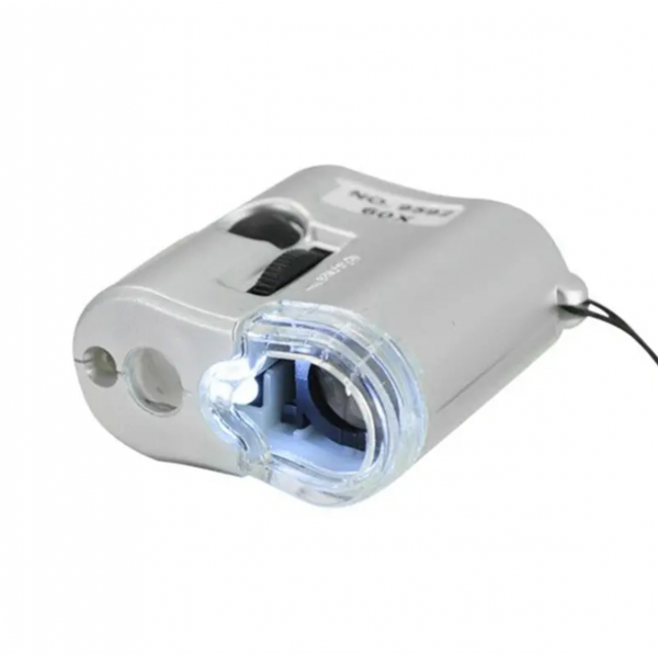 Portable Mini Pocket 60X Microscope Jeweler Loupe Lens Illuminated Jewelry Insect Magnifier Glass 3 LED With UV Light Microscope